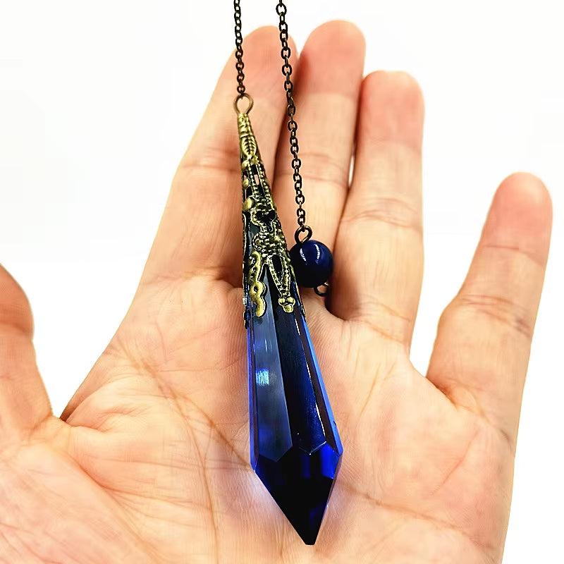 Pendulum Glass Bell  Pendants, Female Natural Amulet Healing Crystal Pendant Meditation Hexagonal Pendulums