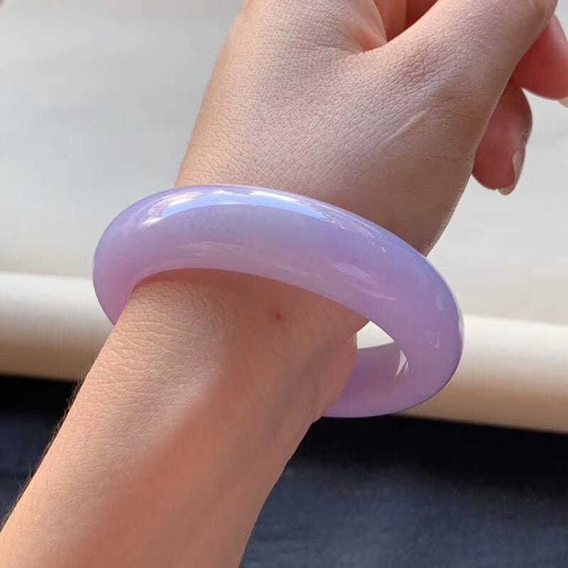 Natural Burma Jade Ice Waxy Kinds Violet Jade Bracelet - LuxeBloom