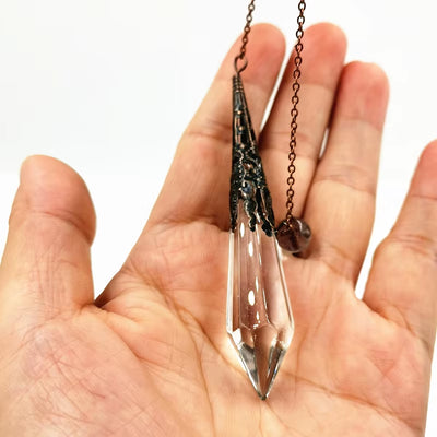 Pendulum Glass Bell  Pendants, Female Natural Amulet Healing Crystal Pendant Meditation Hexagonal Pendulums