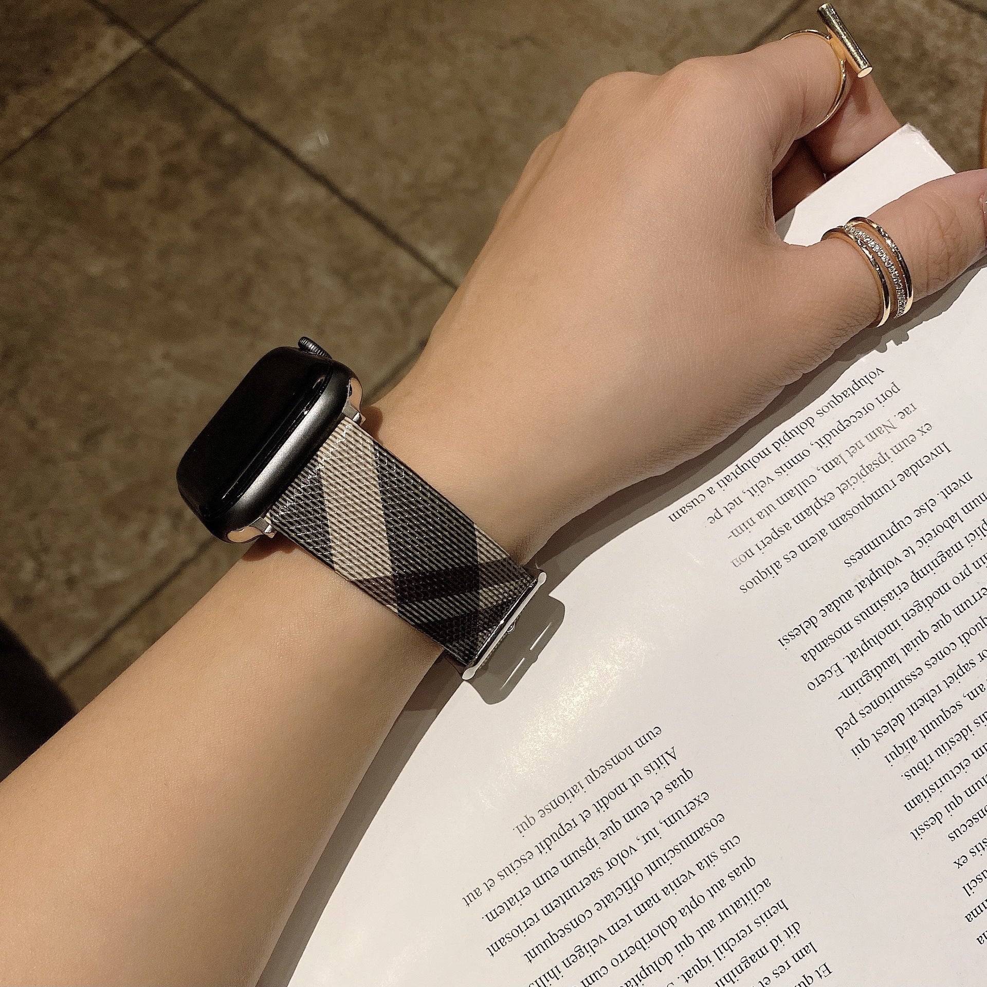 Watch Large Stripe Leather Wrist Strap - LuxeBloom