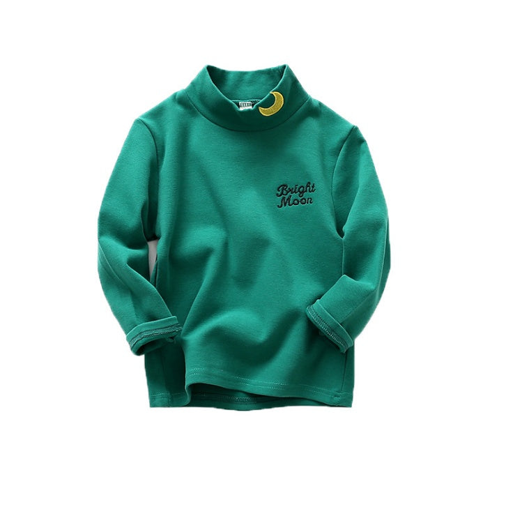 Pure spring and autumn new children's clothing men and women children's sand cotton high collar bottoming shirt cotton children's long-sleeved t-shirt tops - LuxeBloom