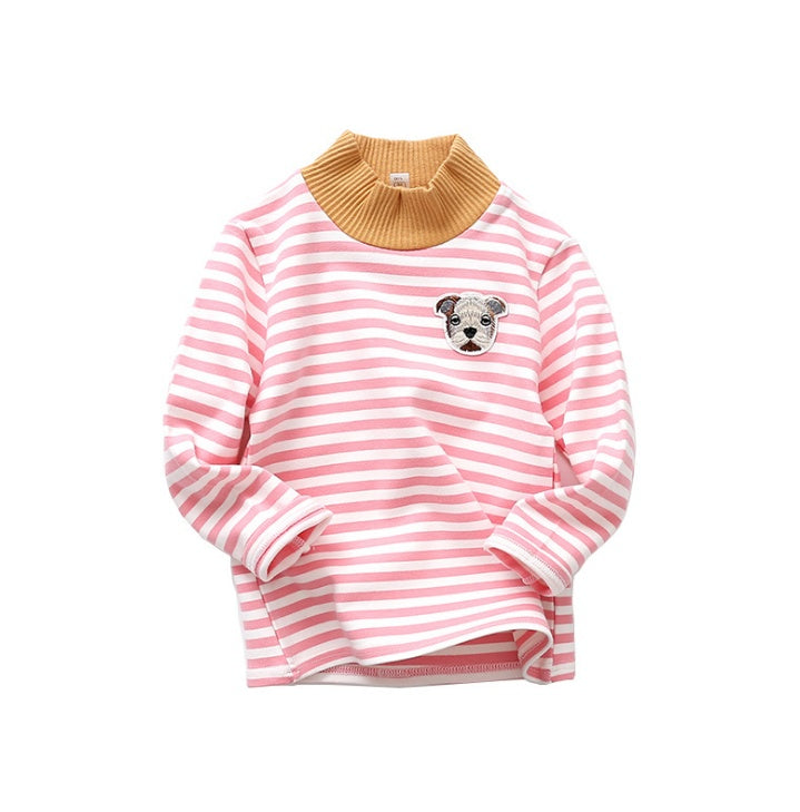 Pure spring and autumn new children's clothing men and women children's sand cotton high collar bottoming shirt cotton children's long-sleeved t-shirt tops - LuxeBloom