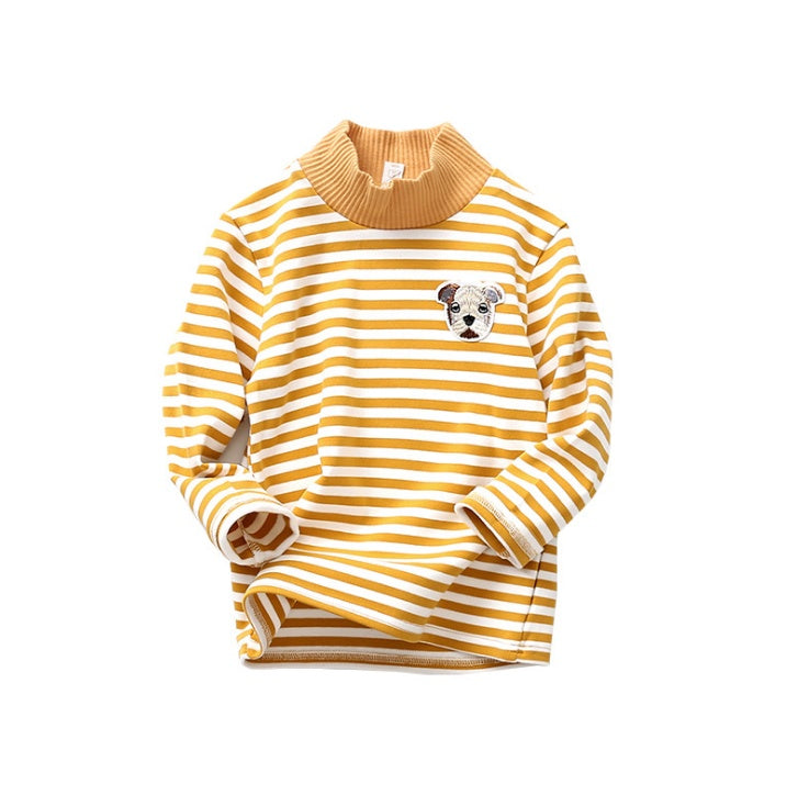 Pure spring and autumn new children's clothing men and women children's sand cotton high collar bottoming shirt cotton children's long-sleeved t-shirt tops - LuxeBloom