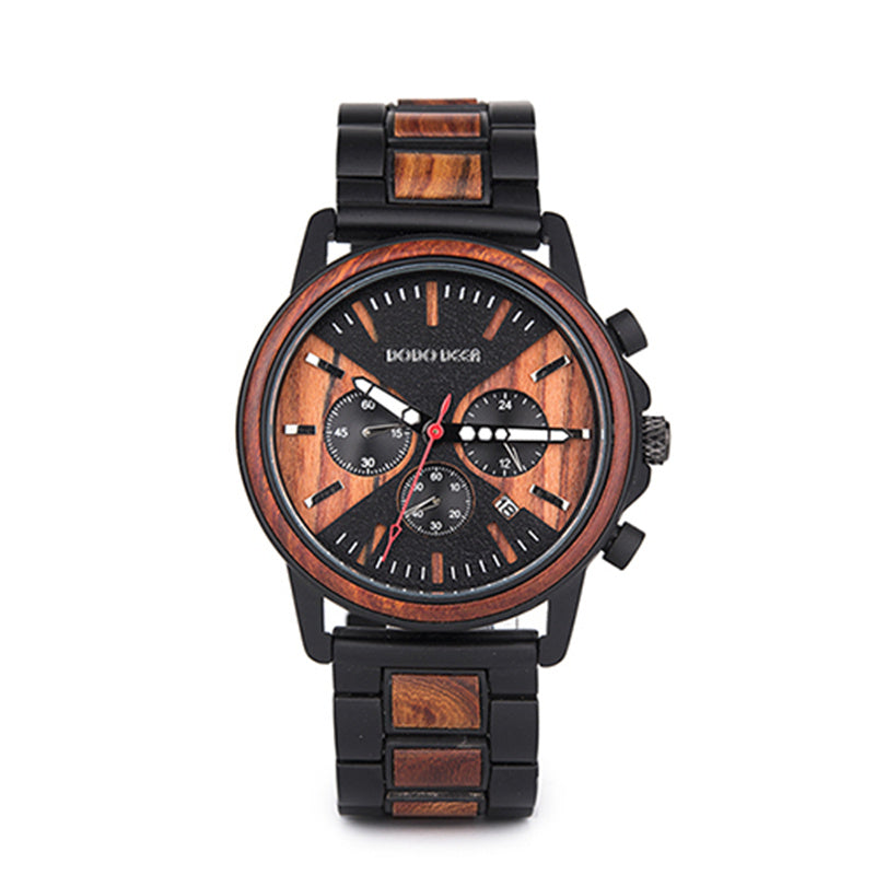 Watch of wrist of wood