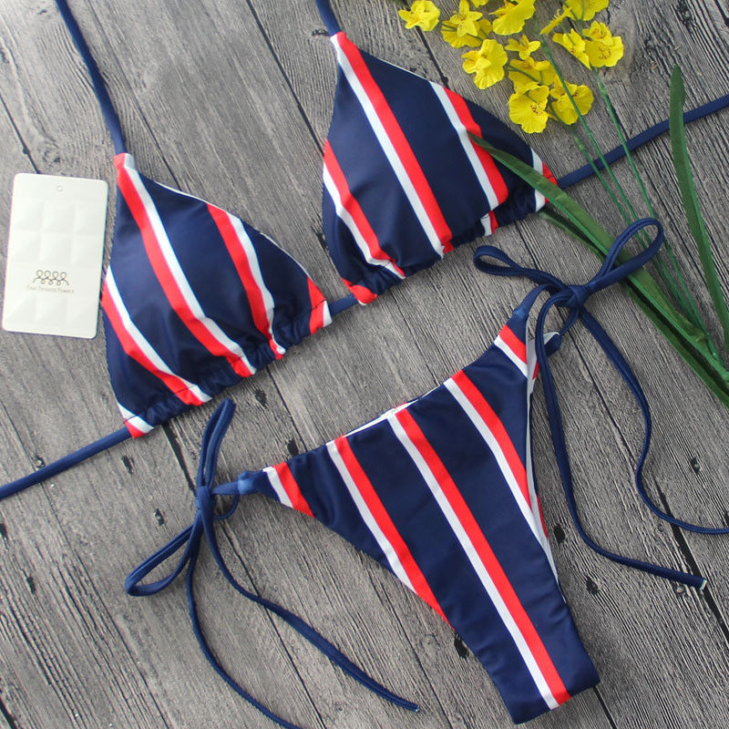 Sexy triangle striped bikini - LuxeBloom