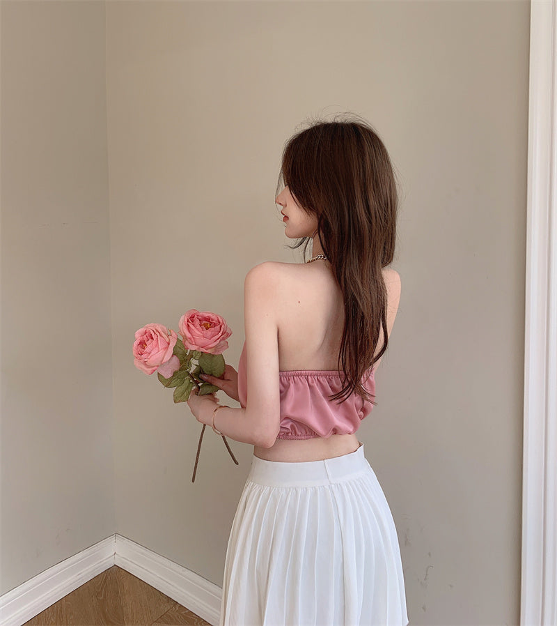 Sweet French Hot Girl Wears A Halterneck Top With An Inside - LuxeBloom