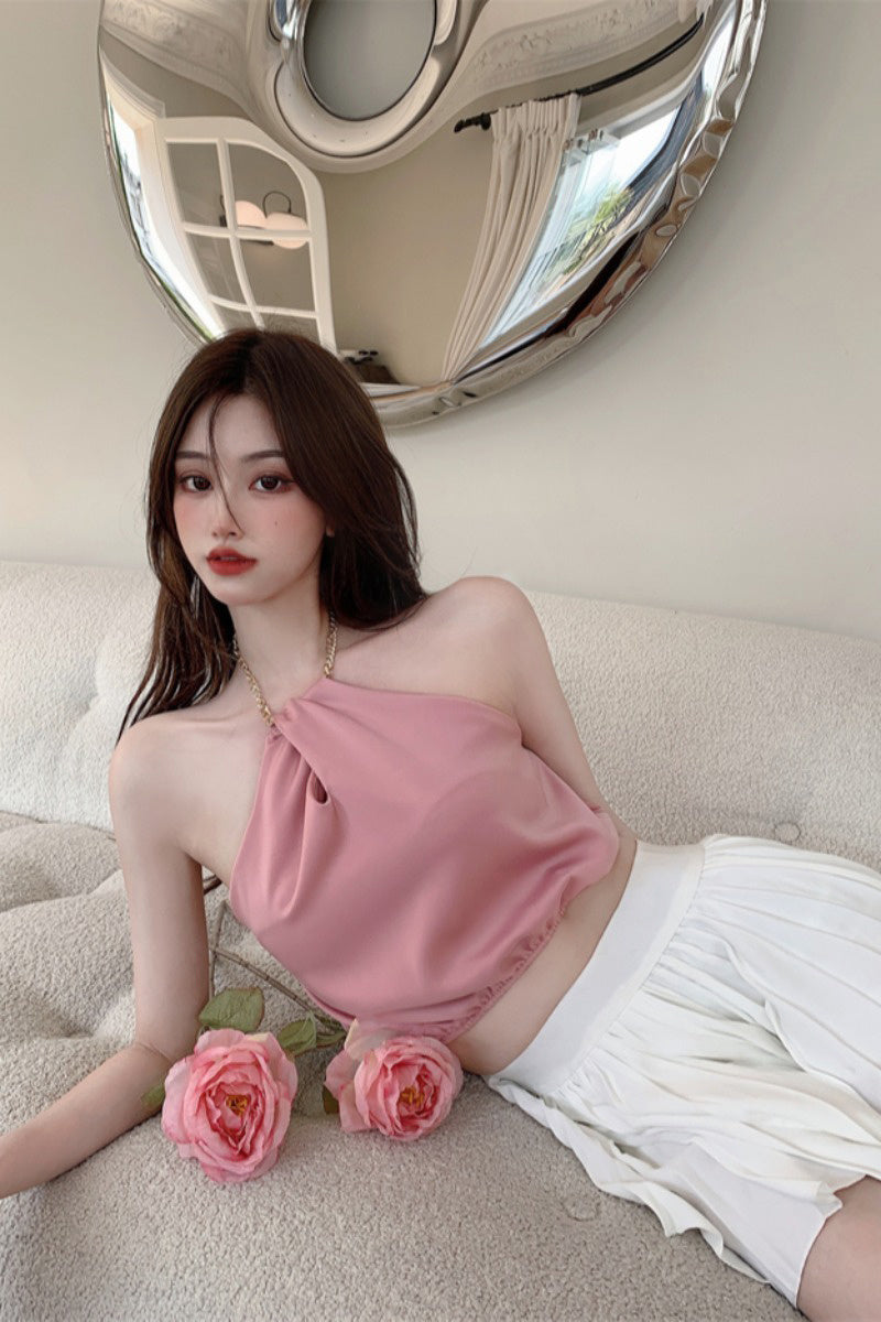 Sweet French Hot Girl Wears A Halterneck Top With An Inside - LuxeBloom