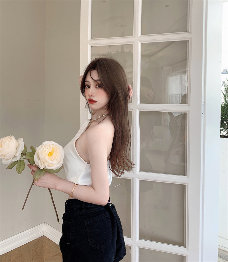 Sweet French Hot Girl Wears A Halterneck Top With An Inside - LuxeBloom
