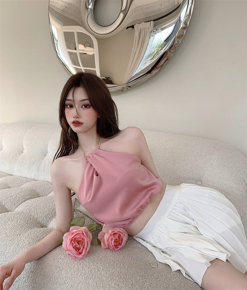 Sweet French Hot Girl Wears A Halterneck Top With An Inside - LuxeBloom