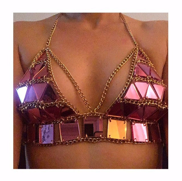 Acrylic sequin triangle stitching bikini - LuxeBloom