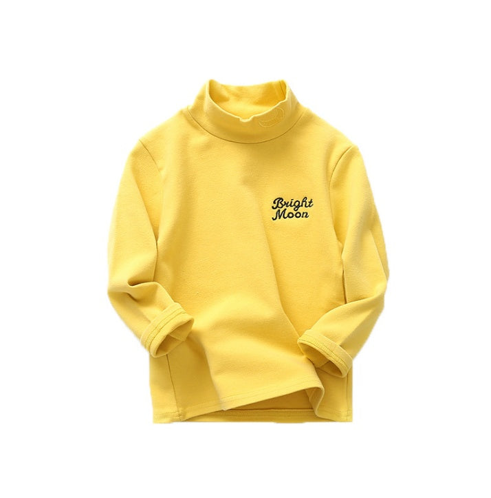 Pure spring and autumn new children's clothing men and women children's sand cotton high collar bottoming shirt cotton children's long-sleeved t-shirt tops - LuxeBloom