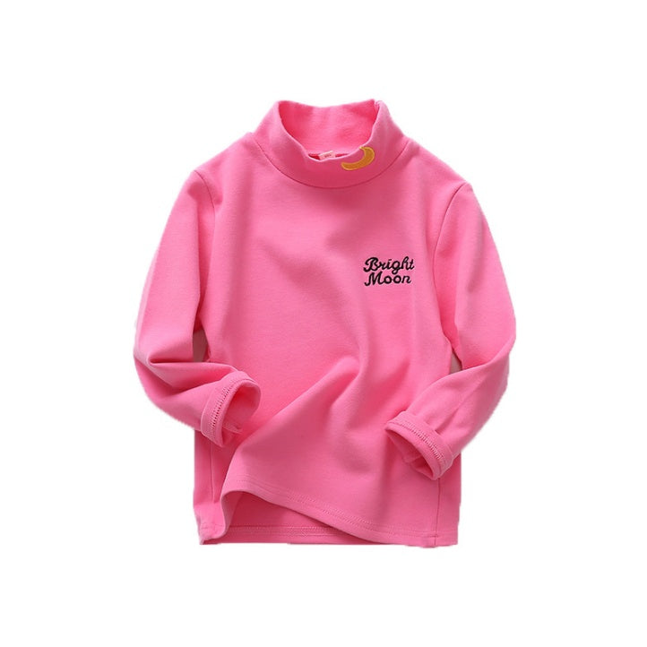 Pure spring and autumn new children's clothing men and women children's sand cotton high collar bottoming shirt cotton children's long-sleeved t-shirt tops - LuxeBloom