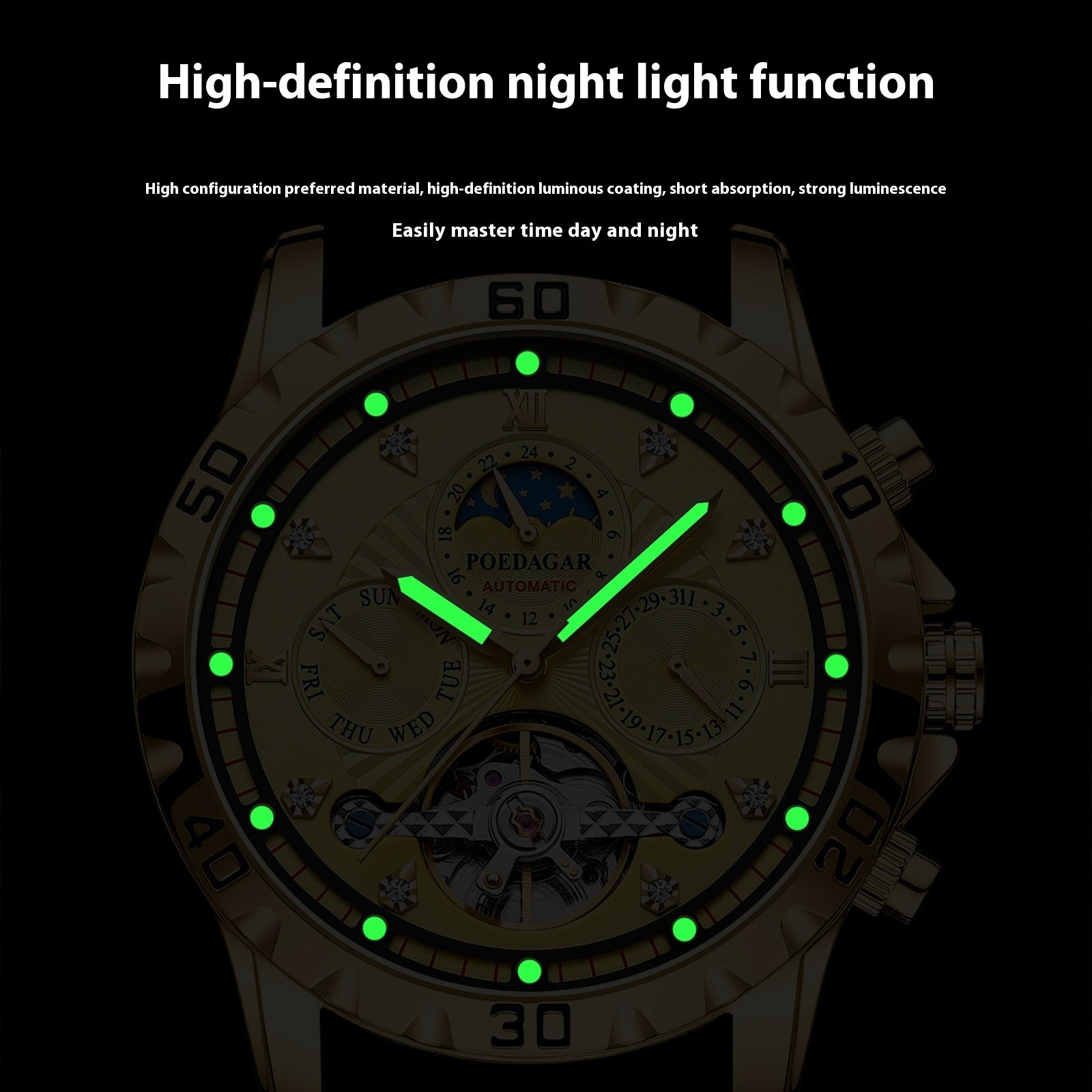 Men's Mechanical Watch Waterproof Luxury Multifunctional Men's Wrist Watch - LuxeBloom