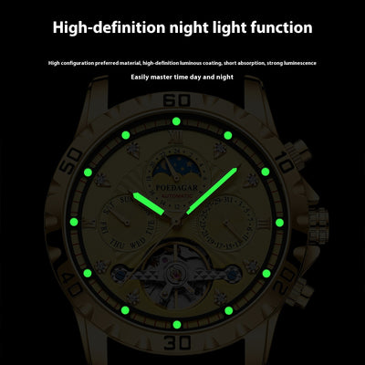 Men's Mechanical Watch Waterproof Luxury Multifunctional Men's Wrist Watch