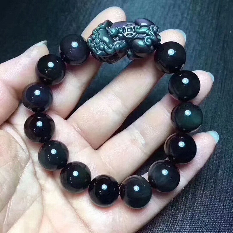 Natural Rainbow Eye Obsidian Pixiu Bracelet - LuxeBloom