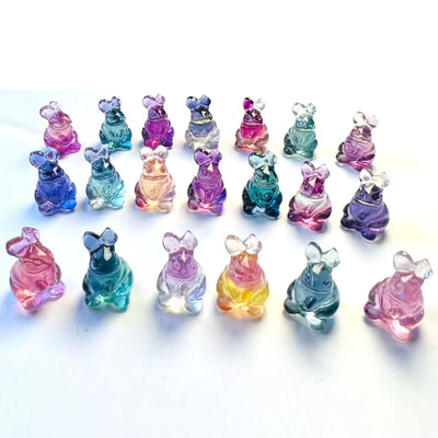 Hop into Happiness with Our 5Pc Funny Bunny Rainbow Fluorite Crew – The Silliest Stone Sculptures for Home & Garden!