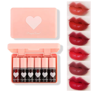 Vibrant 6-Color Mini Lip Tint Set - Korean Moisturizing Lip & Cheek Stain, Non-Stick, Lightweight, Long-Lasting Pigment