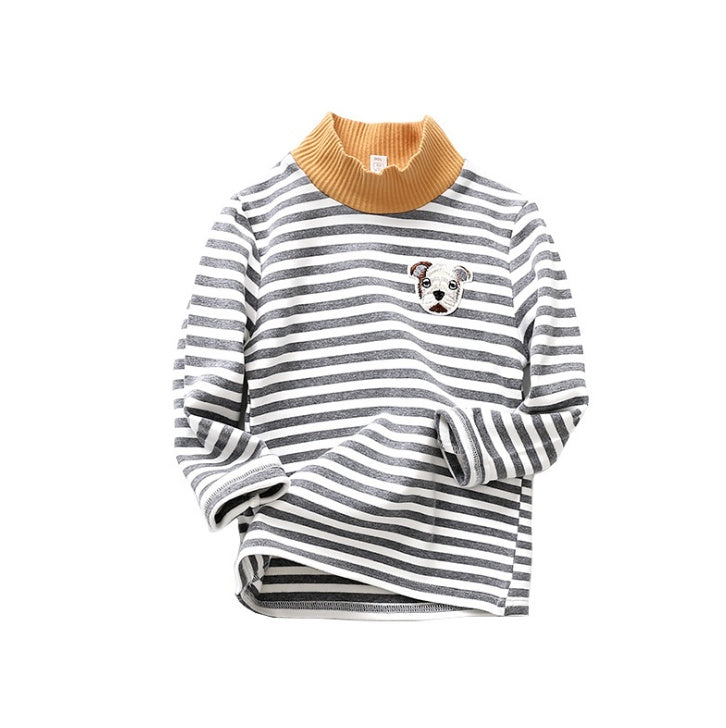 Pure spring and autumn new children's clothing men and women children's sand cotton high collar bottoming shirt cotton children's long-sleeved t-shirt tops - LuxeBloom