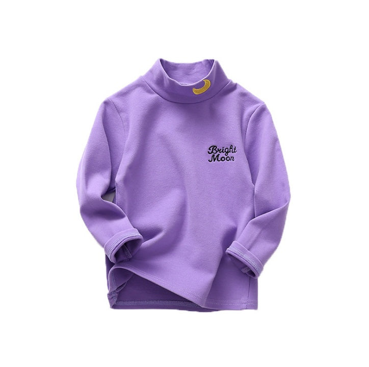 Pure spring and autumn new children's clothing men and women children's sand cotton high collar bottoming shirt cotton children's long-sleeved t-shirt tops - LuxeBloom