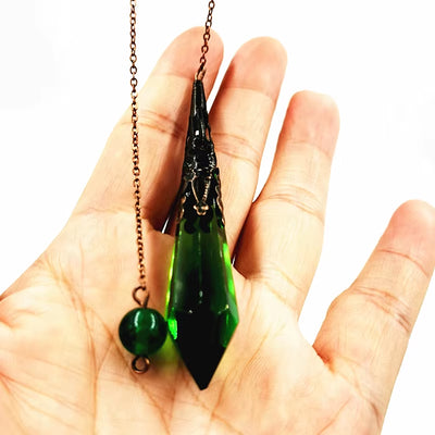 Pendulum Glass Bell  Pendants, Female Natural Amulet Healing Crystal Pendant Meditation Hexagonal Pendulums