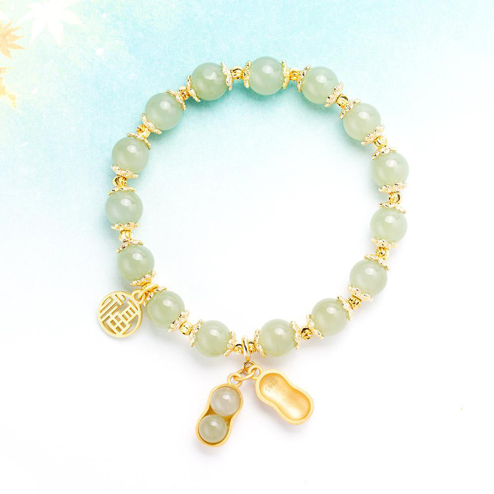 Peanut Hotan Jade Bracelet Female Full String Pendant - LuxeBloom