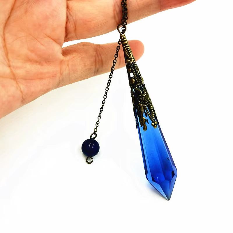 Pendulum Glass Bell  Pendants, Female Natural Amulet Healing Crystal Pendant Meditation Hexagonal Pendulums