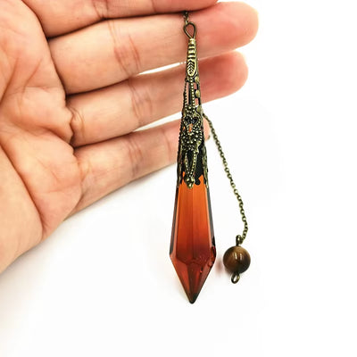 Pendulum Glass Bell  Pendants, Female Natural Amulet Healing Crystal Pendant Meditation Hexagonal Pendulums