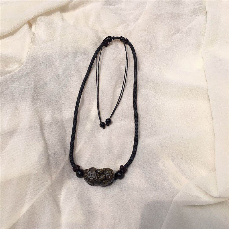 Obsidian Couple Pixiu Necklace Yan Jiu Same Style - LuxeBloom