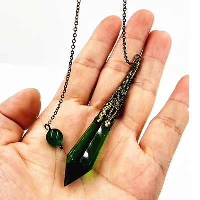 Pendulum Glass Bell  Pendants, Female Natural Amulet Healing Crystal Pendant Meditation Hexagonal Pendulums