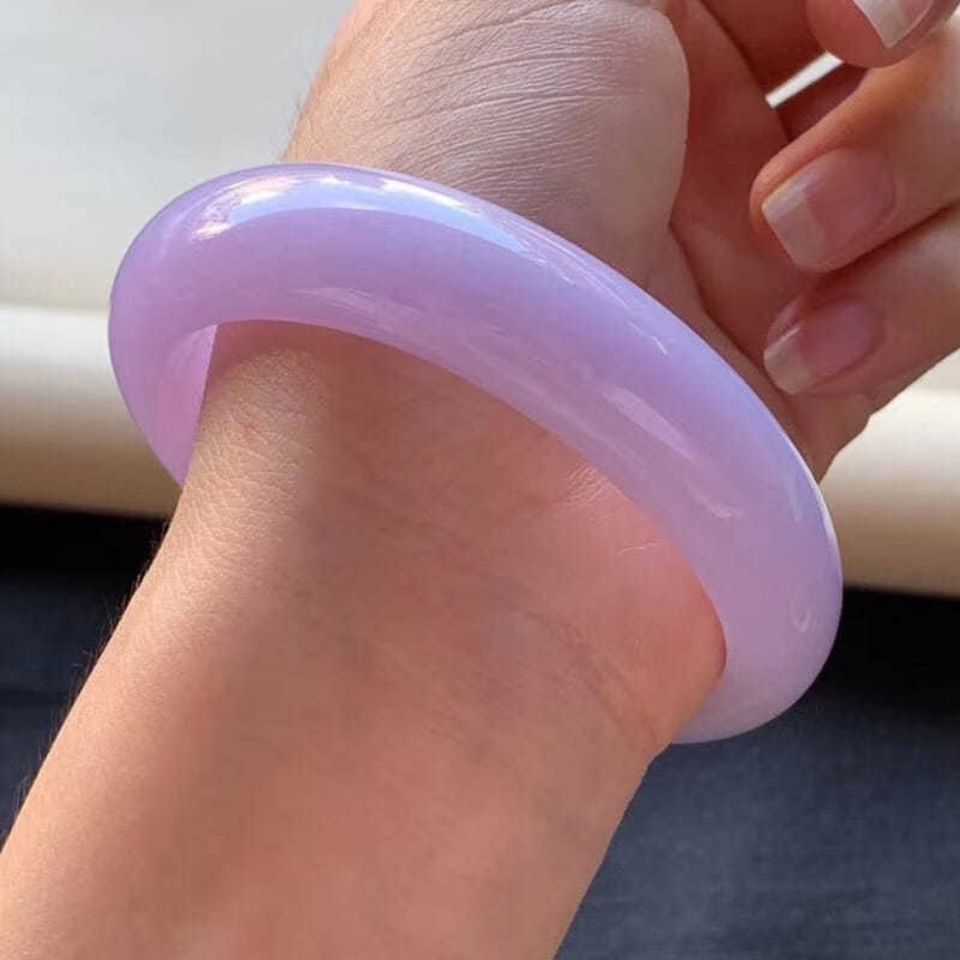 Natural Burma Jade Ice Waxy Kinds Violet Jade Bracelet - LuxeBloom