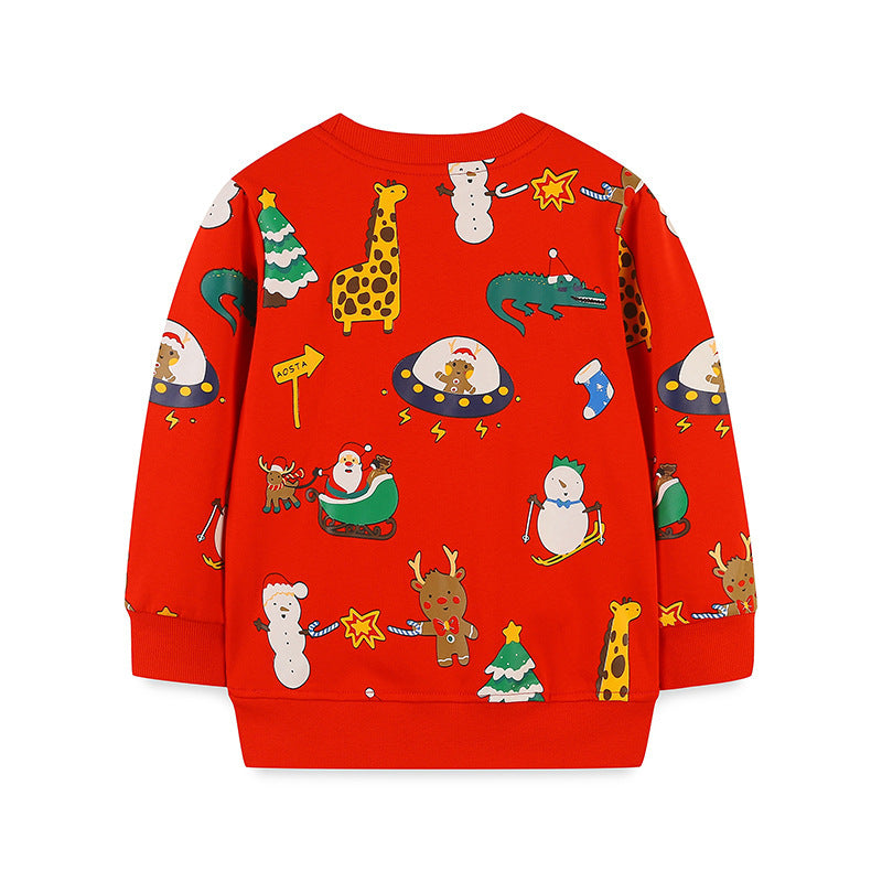 European And American Style Children's Sweater Christmas Style Round Neck Bottoming Tops - LuxeBloom