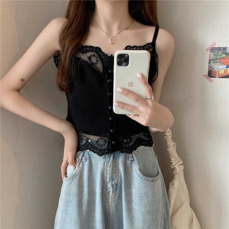 Tube Top Camisole Little Girl Wears Niche French White Lace Top In Summer - LuxeBloom