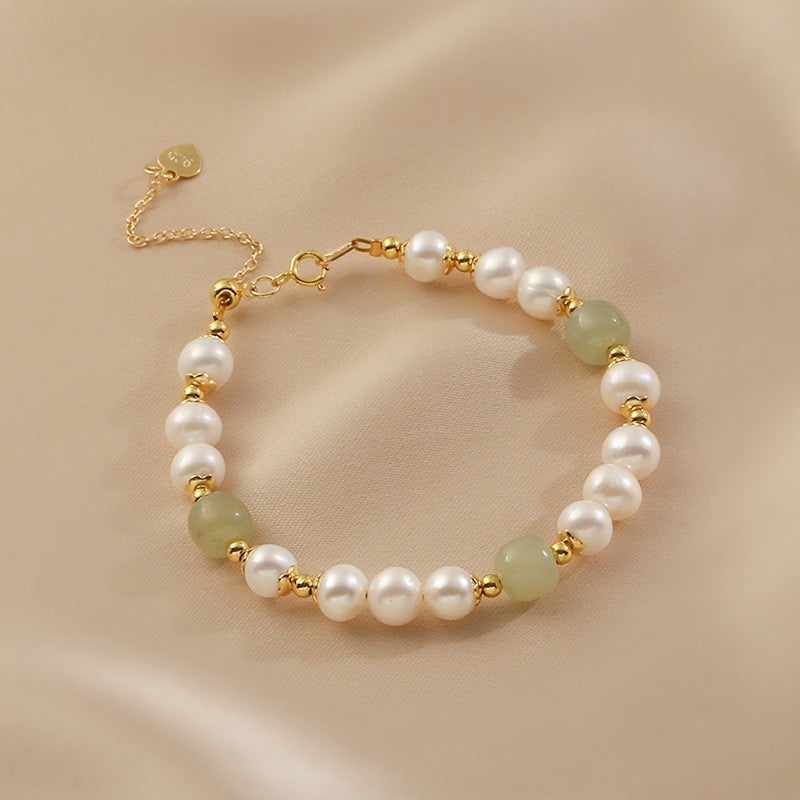 Simple And Luxury Natural Hotan Jade Pearl Bracelet - LuxeBloom