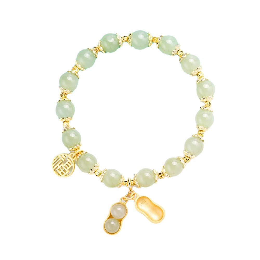 Peanut Hotan Jade Bracelet Female Full String Pendant - LuxeBloom