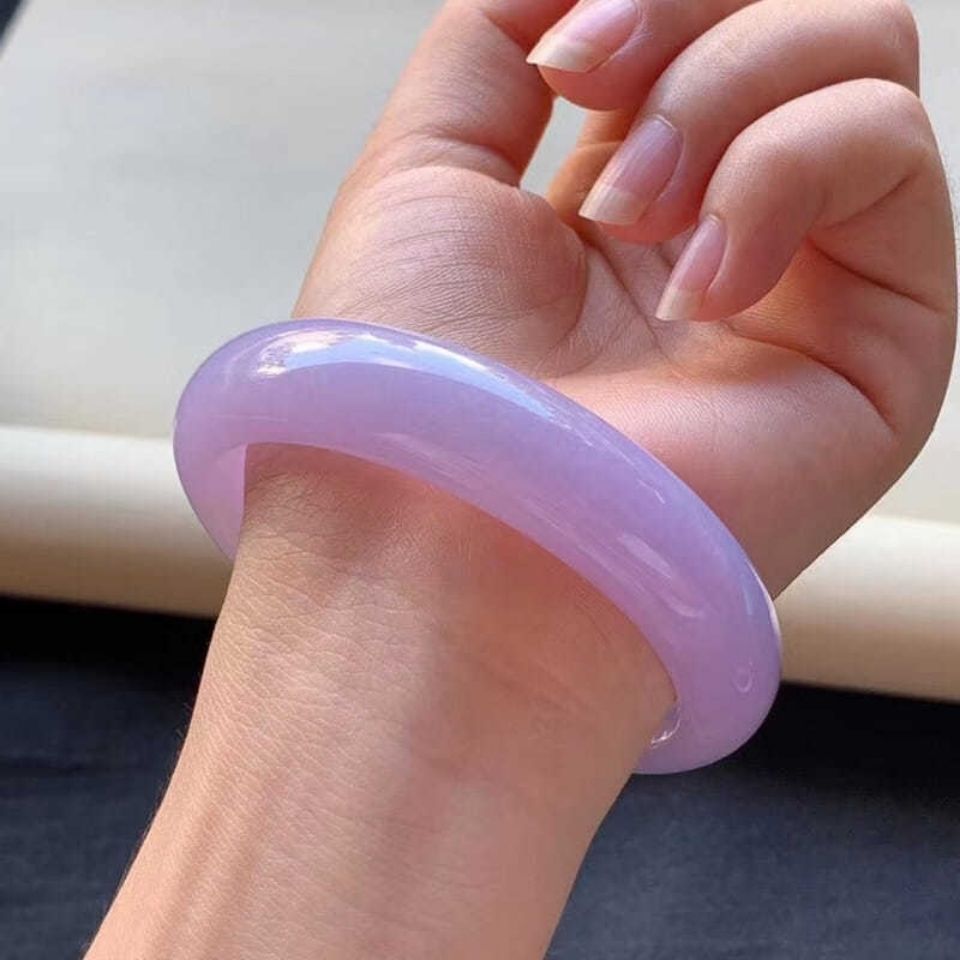 Natural Burma Jade Ice Waxy Kinds Violet Jade Bracelet - LuxeBloom