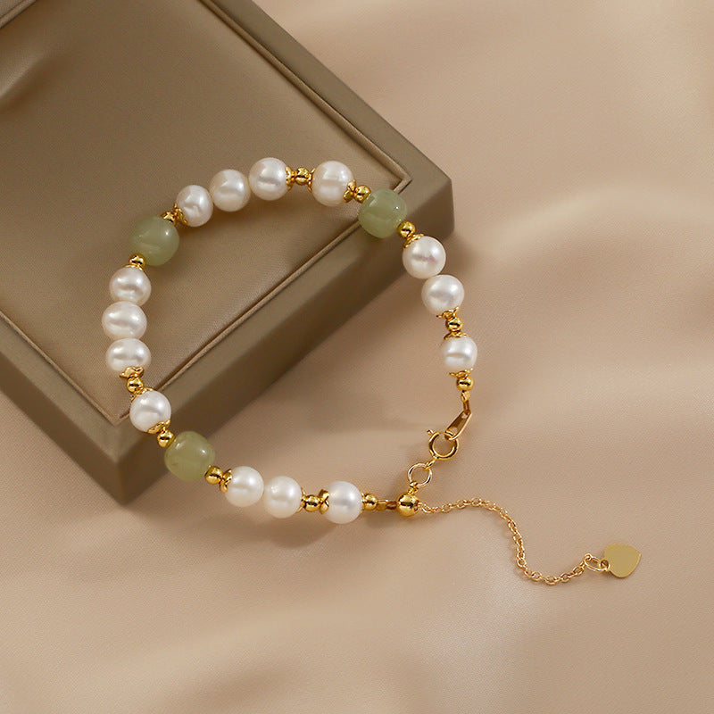 Simple And Luxury Natural Hotan Jade Pearl Bracelet - LuxeBloom
