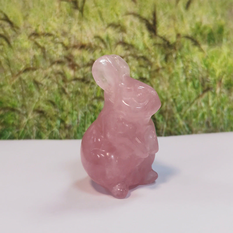 Natural Crystal Rabbit Carving Ornaments Jade - LuxeBloom