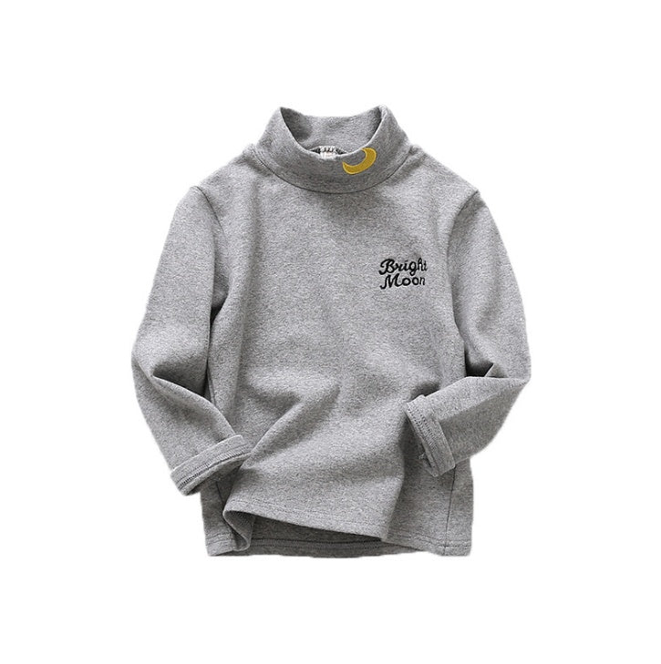 Pure spring and autumn new children's clothing men and women children's sand cotton high collar bottoming shirt cotton children's long-sleeved t-shirt tops - LuxeBloom