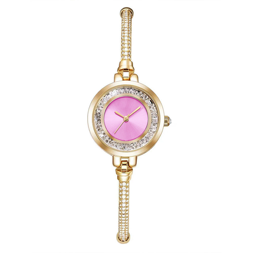 Women's Thin Strap Bracelet Watch Rhinestone Quicksand Small Dial Bracelet Watch Retractable Adjustable Watch - LuxeBloom