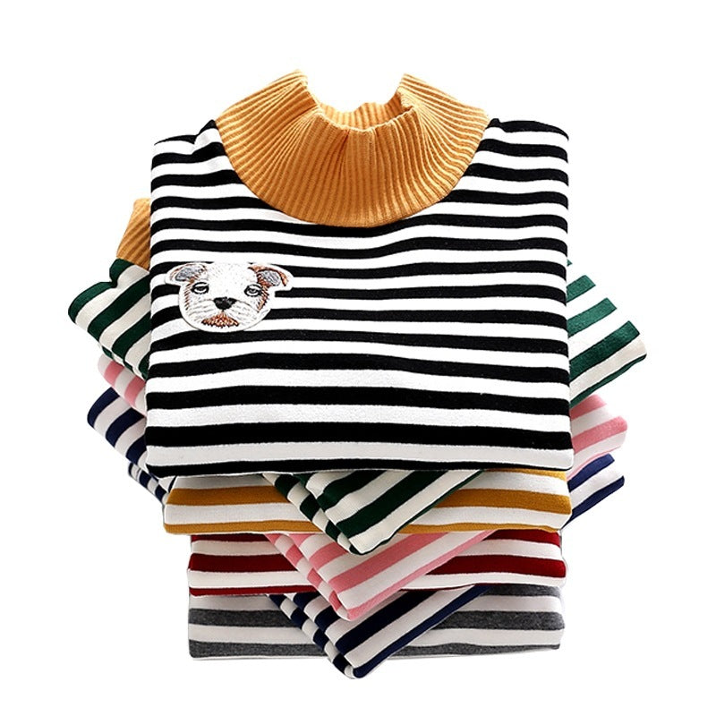 Pure spring and autumn new children's clothing men and women children's sand cotton high collar bottoming shirt cotton children's long-sleeved t-shirt tops - LuxeBloom