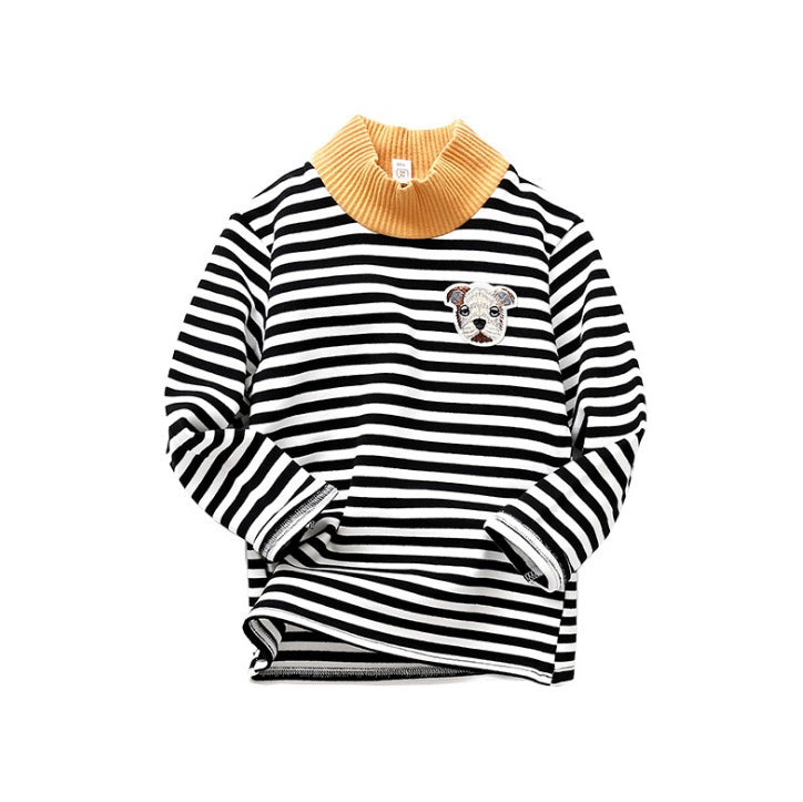 Pure spring and autumn new children's clothing men and women children's sand cotton high collar bottoming shirt cotton children's long-sleeved t-shirt tops - LuxeBloom