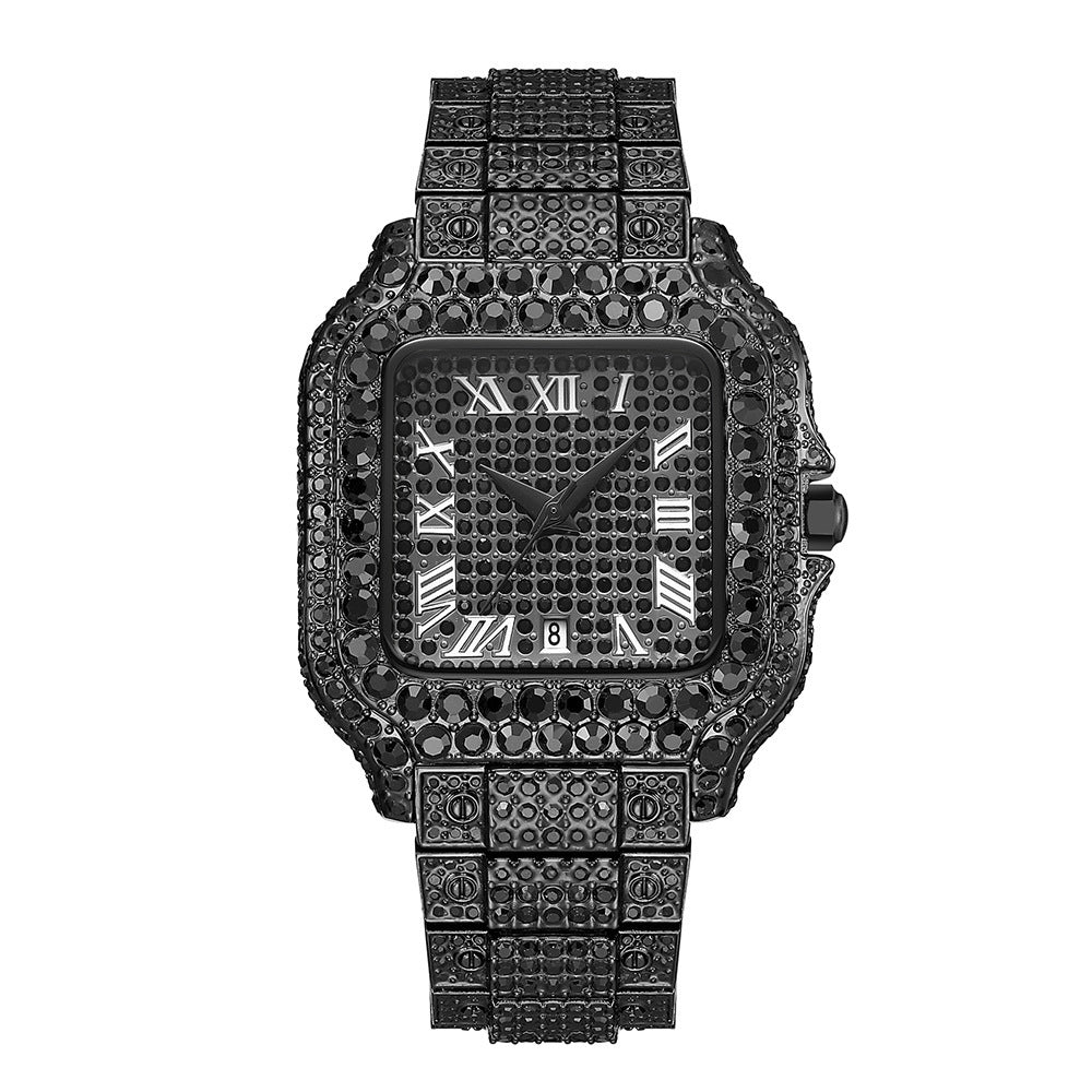 Straight European Hip Hop Diamond Quartz Wrist Watch - LuxeBloom