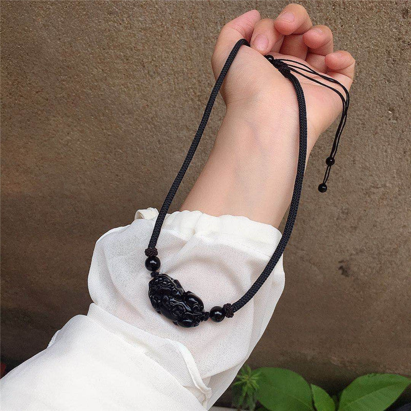 Obsidian Couple Pixiu Necklace Yan Jiu Same Style - LuxeBloom