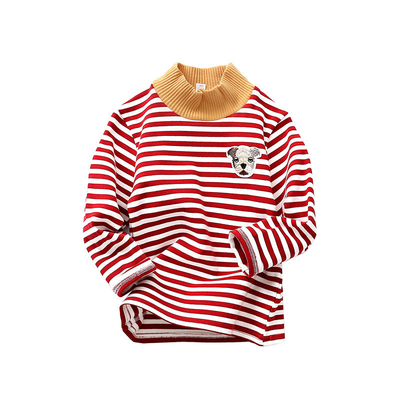 Pure spring and autumn new children's clothing men and women children's sand cotton high collar bottoming shirt cotton children's long-sleeved t-shirt tops - LuxeBloom