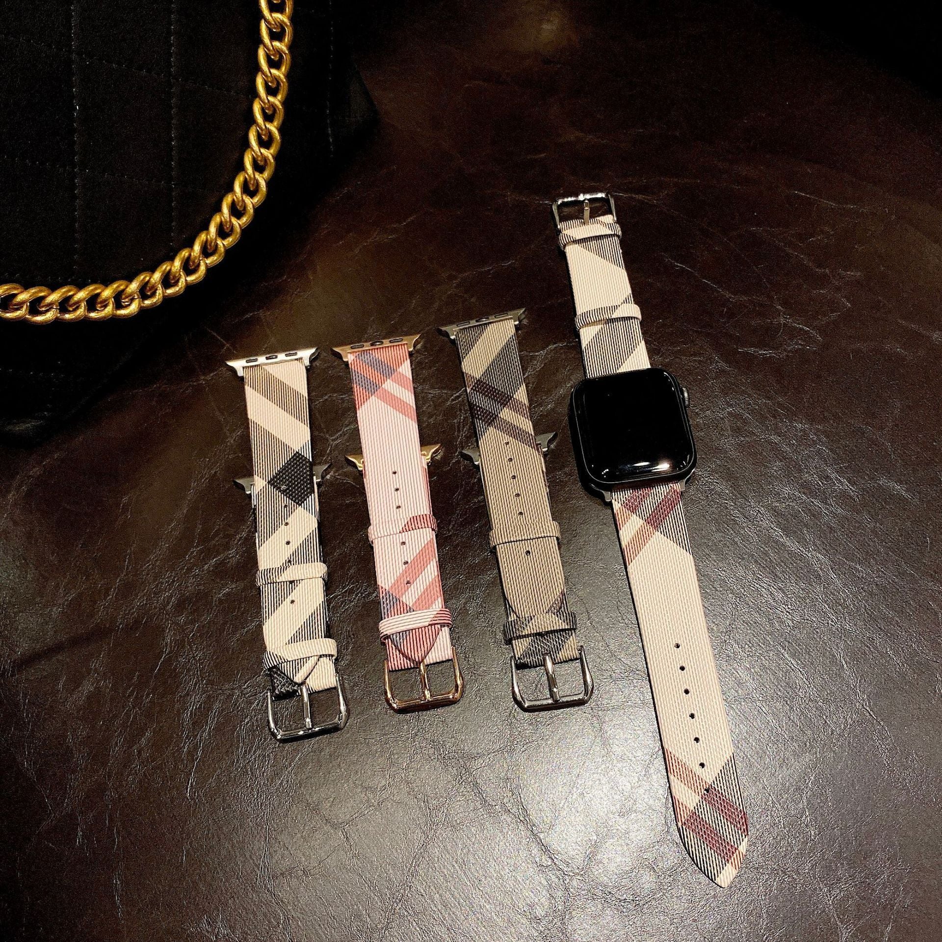Watch Large Stripe Leather Wrist Strap - LuxeBloom