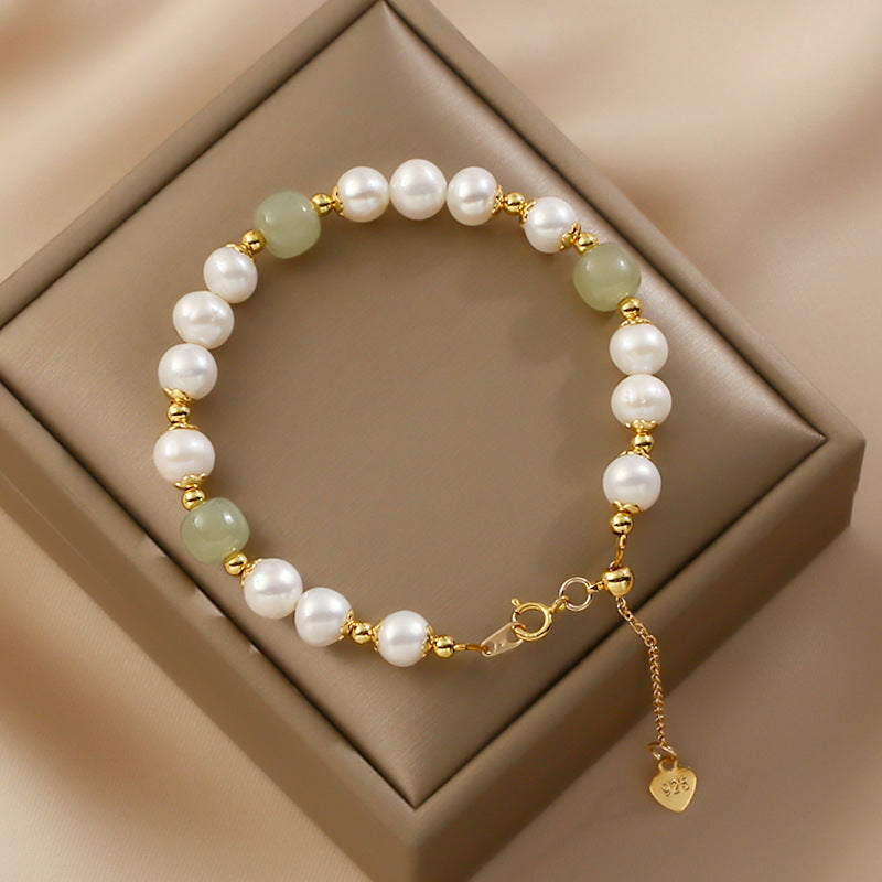 Simple And Luxury Natural Hotan Jade Pearl Bracelet - LuxeBloom