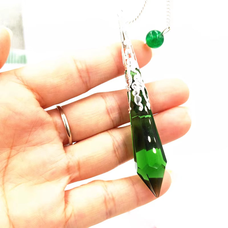 Pendulum Glass Bell  Pendants, Female Natural Amulet Healing Crystal Pendant Meditation Hexagonal Pendulums