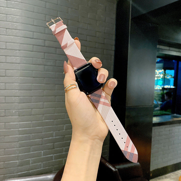 Watch Large Stripe Leather Wrist Strap - LuxeBloom