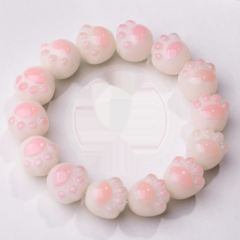 Cat's Paw Bodhi Root Hand Toy Bracelet Student Pliable Temperament White Jade Bodhi Cultural - LuxeBloom