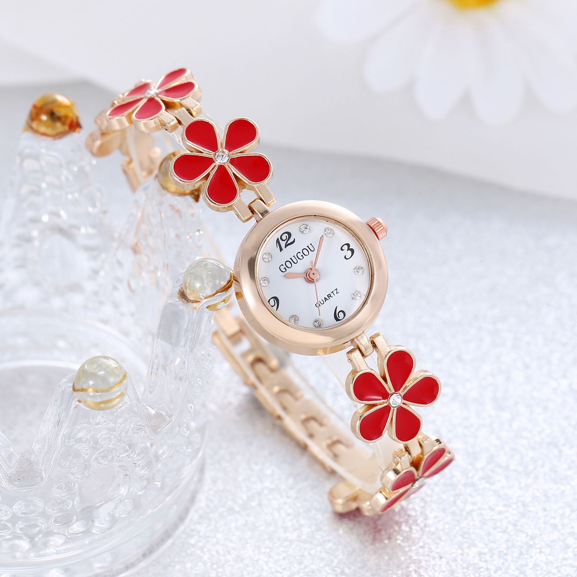 Women's Bracelet Watch Flower Disk Two-piece Bracelet Set - LuxeBloom